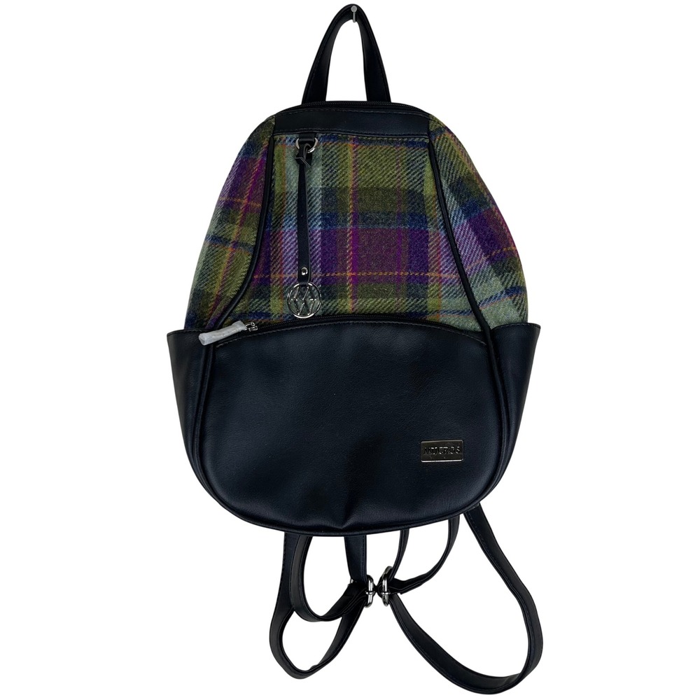 Mucros Weavers Colleen Backpack 574-1 Irish Wool Plaid Black Bag New Tags